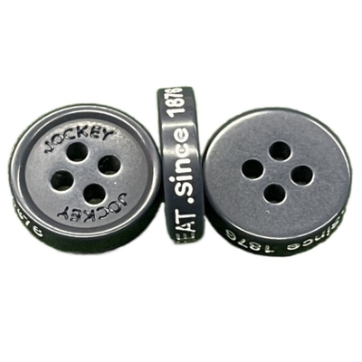0.15g het kleuren van Zij het Krijtknopen van Logo Round Plastic Buttons Engraved Front Logo Four Hole Little Rim