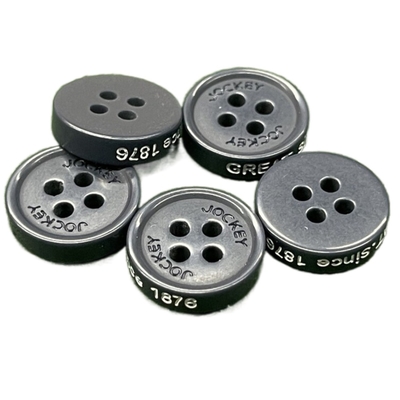 0.15g het kleuren van Zij het Krijtknopen van Logo Round Plastic Buttons Engraved Front Logo Four Hole Little Rim