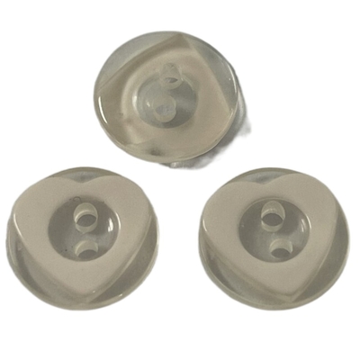 Witte Kleur van achtereind de Transparante Plastic Knoppen Hartjes in 20L voor het Naaien