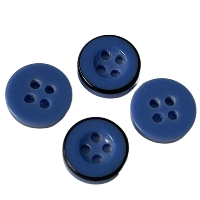 4 de Knopen van de gaten Plastic Hars 11mm Bule-Kleur met Zwart Rim Use For Sewing